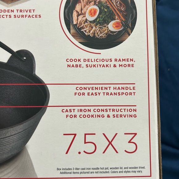 PARINI • 2 Liter Cast Iron Noodle Hot Pot • Black/Wood • Small • - Picture 7 of 9